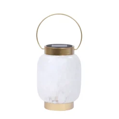 Lanterne solaire GlassArt rose/blanc