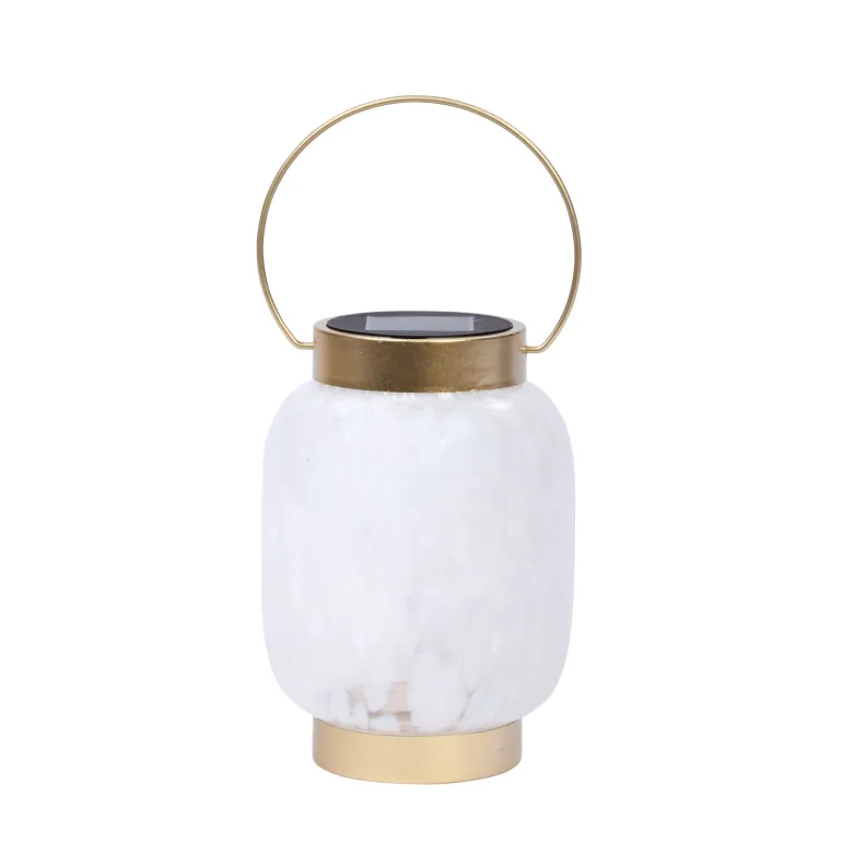 Lanterne solaire GlassArt rose/blanc