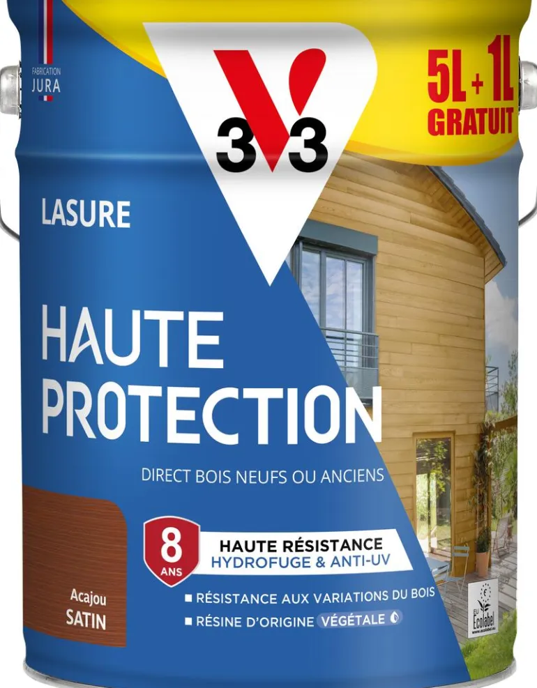 Lasure haute protection biosourcée acajou 6L V33