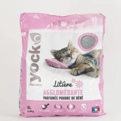 Litière minérale agglomérante parfum poudre de bébé 8L YOCK