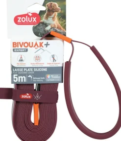 Longe plate silicone bivouak 5m rouge ZOLUX