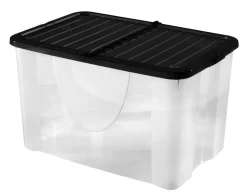 Lot de 3 box 60L noir avec couvercle