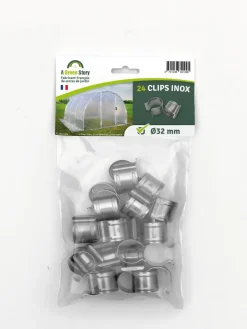 Lot de 24 clips inox de fixation pour serre Ø32 mm