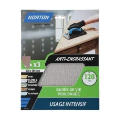 Lot de 3 feuilles de ponçage anti-encrassant 230x280mm G120