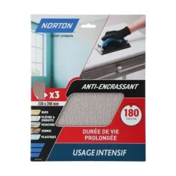 Lot de 3 feuilles de ponçage anti-encrassant 230x280mm G180