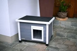 Maison pour chat Rustica gris et blanc 57x45x42 cm