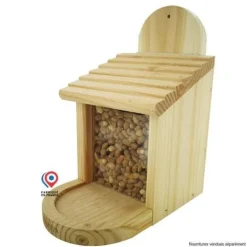 Mangeoire "Écureuil" en bois pour oiseaux ou écureuils