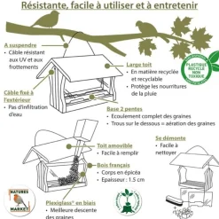 Mangeoire en bois à suspendre Grainerie