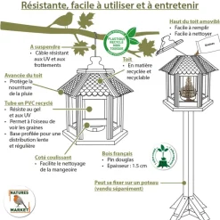 Mangeoire Gazebo Junior en bois pour graines NATURES MARKET