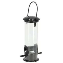 Mangeoire silo 2 postes pour graines pvc et métal noir