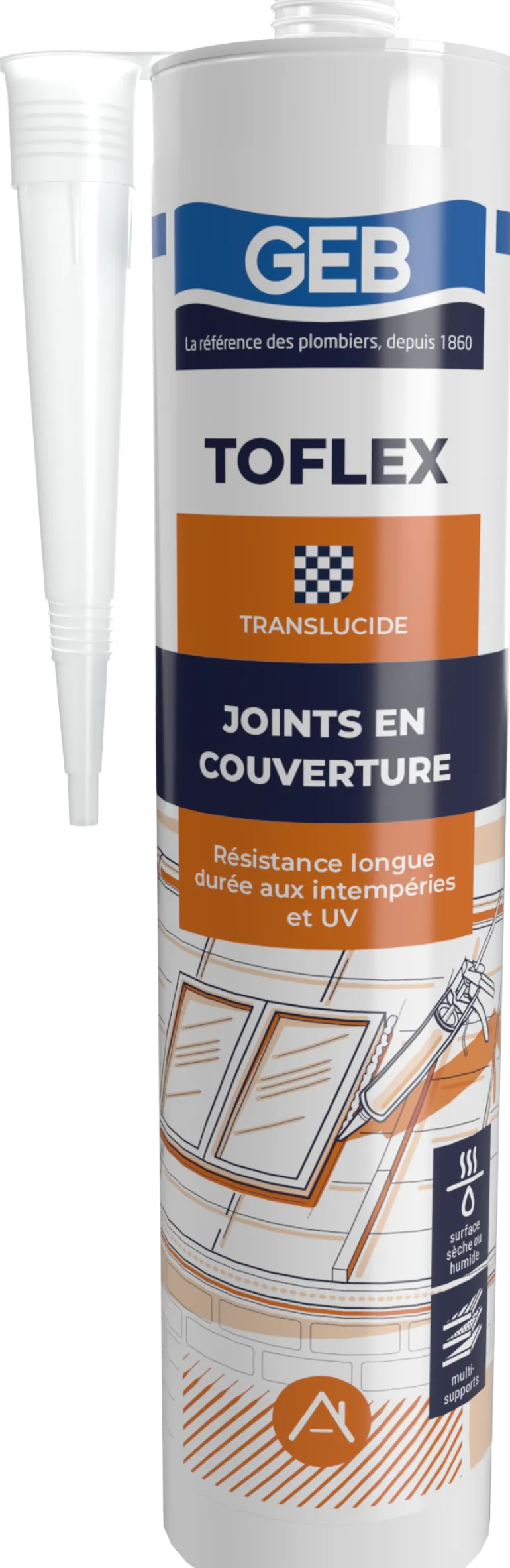 Mastic caoutchouc Toflex translucide 310 ml GEB