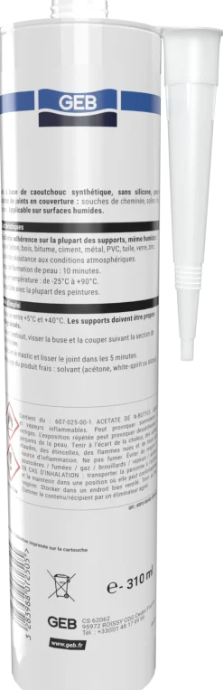 Mastic caoutchouc Toflex translucide 310 ml GEB