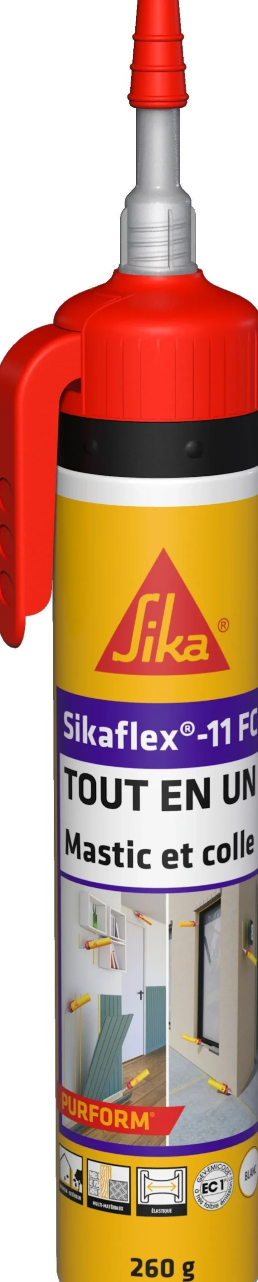 Mastic colle Sikaflex -11 FC Tout en un avec gachette - 260g