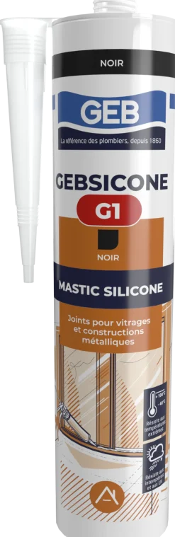 Mastic silicone GEBSICONE G1 310 ml noir GEB
