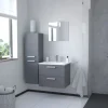 Meuble salle de bain à suspendre Smart 2 tiroirs 60cm gris
