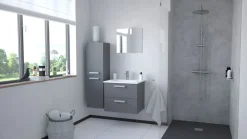 Meuble salle de bain à suspendre Smart 2 tiroirs 60cm gris