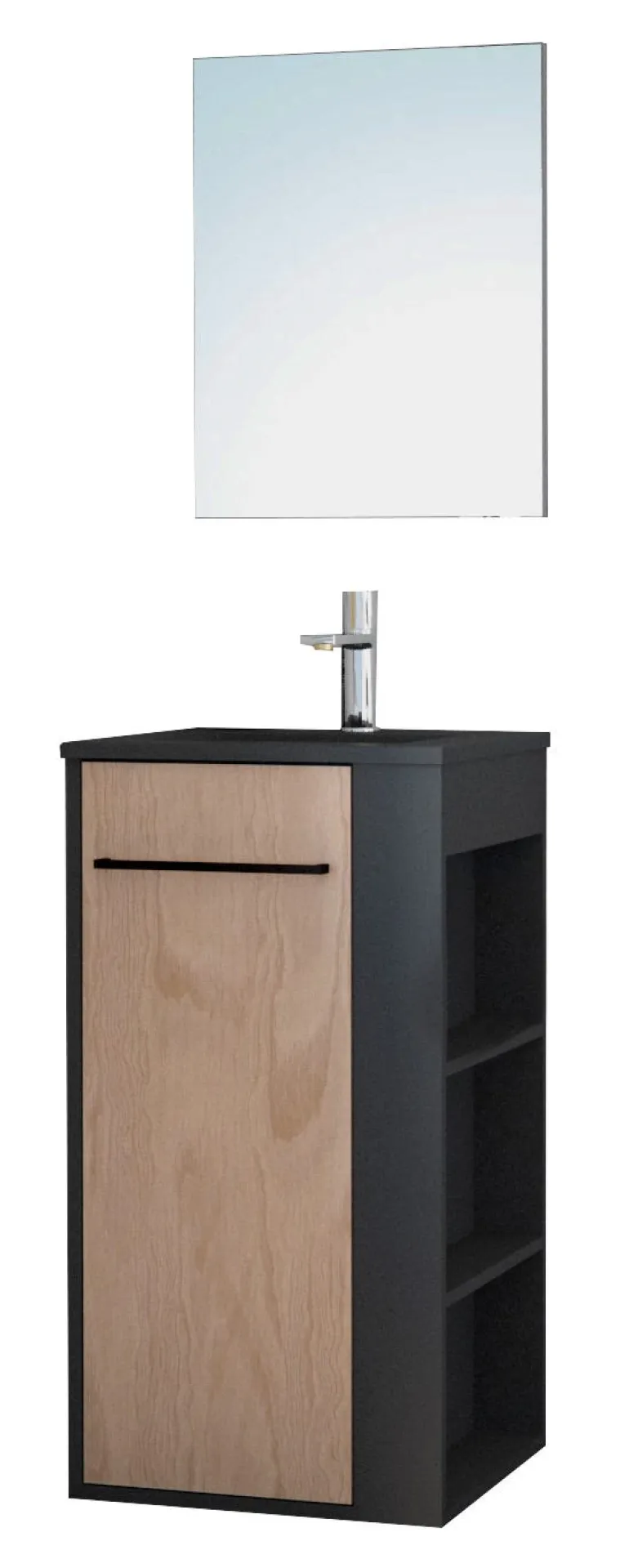 Meuble de salle de bain à poser Nova 1 porte noir