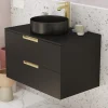 Meuble lave mains Lofty 80 noir à suspendre AURLANE