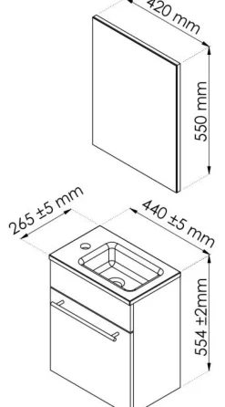 Meuble lave mains à suspendre Nino 44 cm gris ONDEE