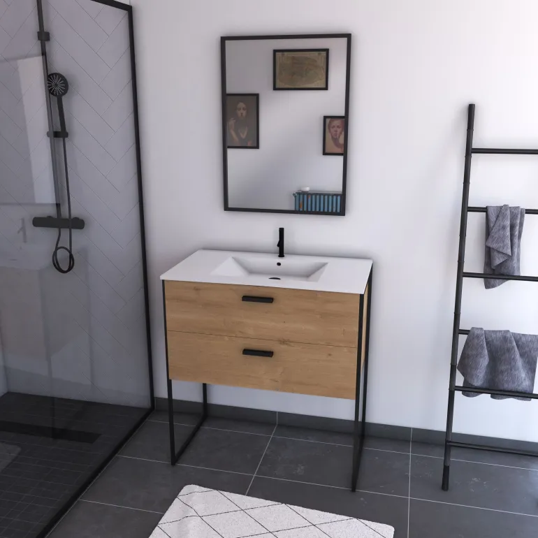 Meuble salle de bains 80 cm Edge bois AURLANE