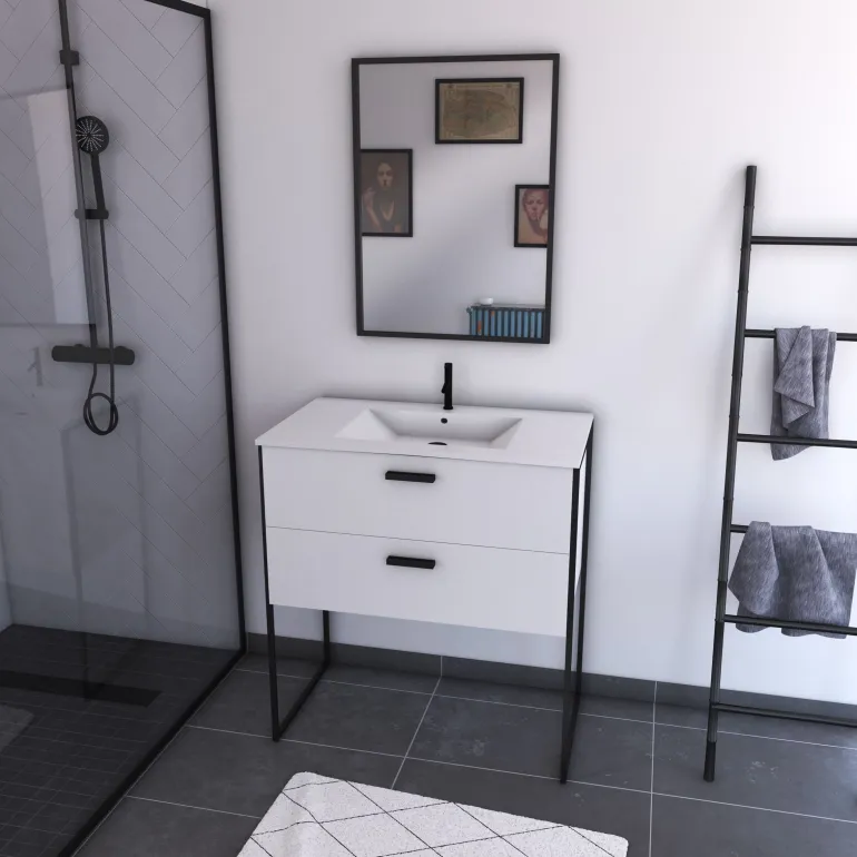 Meuble salle de bains 80 cm Edge blanc AURLANE