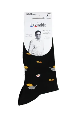 Mi-chaussette Arradon homme noir motif crêpes