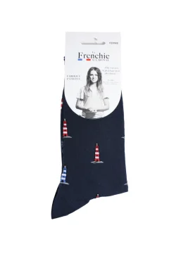 Mi-chaussette Cancale femme marine motif phares 36/41