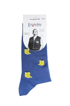 Mi-chaussette Lannion femme bleu motif bottes 36/41
