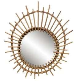Miroir oeil en rotin rond 55x41 cm