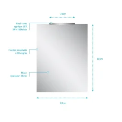 Miroir applique à LED Atos 80x60cm