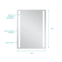 Miroir à bandes led Atos 80x60cm