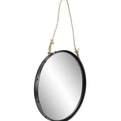 Miroir rond avec corde Ø50cm noir