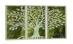Miroir triptyque Arbre de Vie vert 50x90 cm