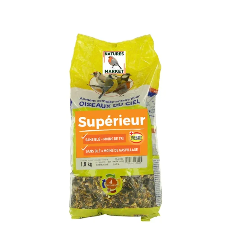 Mélange de graines Supérieur sans blé sac de 1,8kg