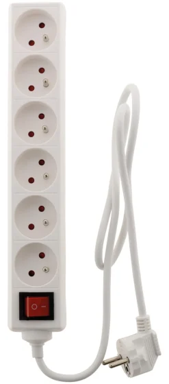 Multiprise bloc 6 prises blanc