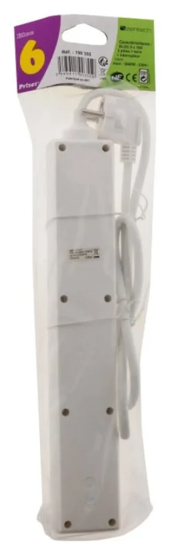 Multiprise bloc 6 prises blanc