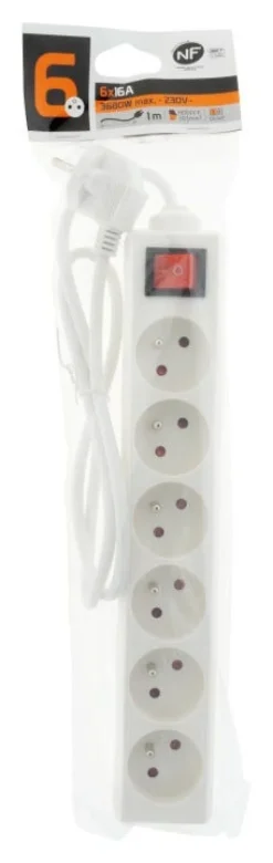 Multiprise bloc 6 prises blanc