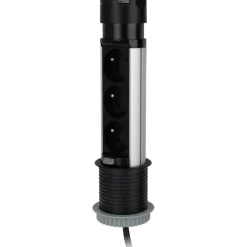 Multiprise escamotable pop-up 3x16A + 2 USB 1,5m noir OTIO