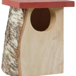 Nichoir en bois Ø85mm rouge H.24,4cm