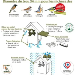 Nichoir l'Attrape Rêve en bois avec trou Ø34 mm