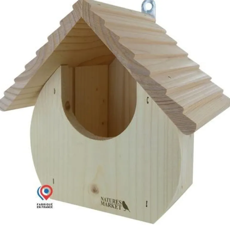 Nichoir "Le Dodu" ouvert en bois pour oiseaux du jardin