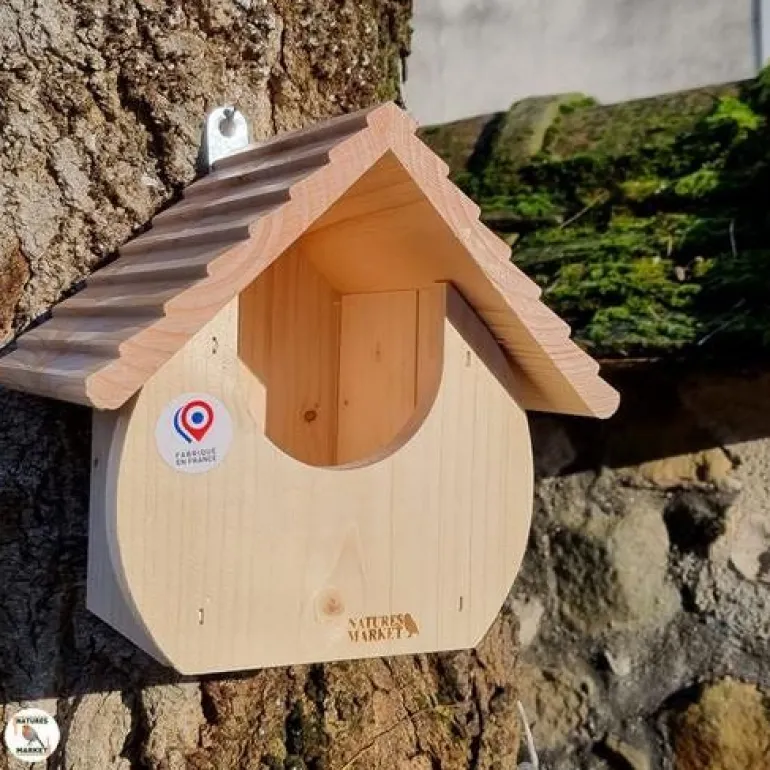 Nichoir "Le Dodu" ouvert en bois pour oiseaux du jardin
