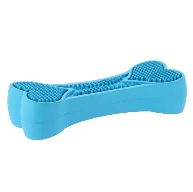 Os de dentition sonore en caoutchouc 20 cm bleu
