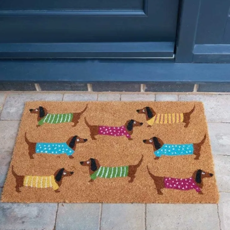 Paillasson en fibre de coco motif teckel 45x75cm