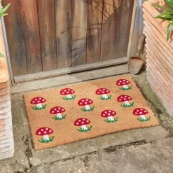 Paillasson en fibre de coco motif champignon 45x75cm