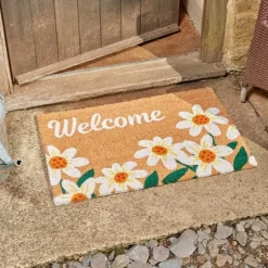 Paillasson en fibre de coco Welcome marguerite 45x75cm