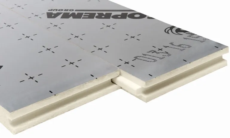 Panneau polyuréthane alu R=2,3 Ep.5cm 120x60cm mur/sol
