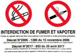 Panneau de signalisation "Interdiction de fumer et vapoter"