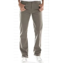 Pantalon coupe ajustée 5 poches extensible taupe