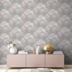 Papier peint vinyl sur support intissé romantique dream gris